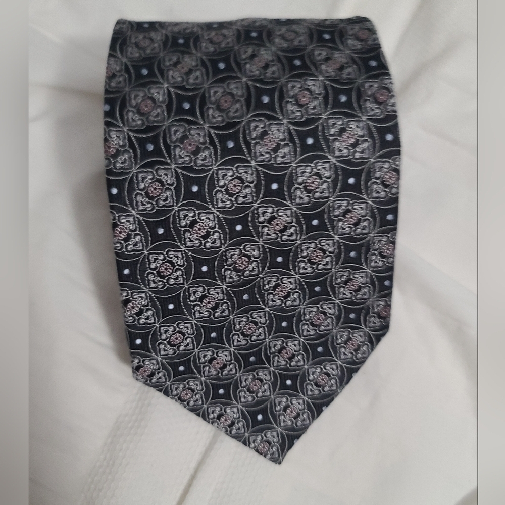 Jos. A Bank Signature Collection Black And Silver Neck Tie
